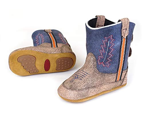 Westernwear-Shop Baby Leder-Cowboystiefel Crackle Foot Westernstiefel Boy Baby-Westernstiefel Kinder-Westernstiefel Cowboy Boots für Jungen (9_Months) von Westernwear-Shop