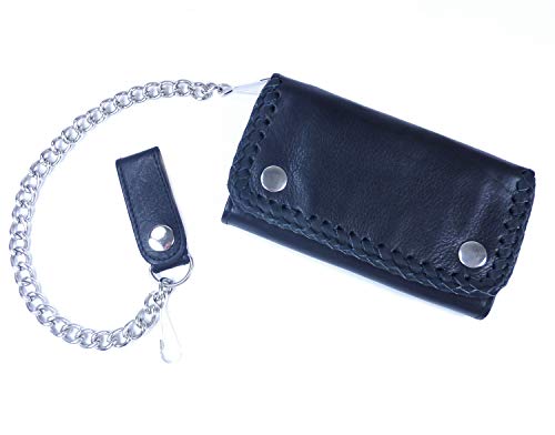 Westernwear-Shop - Biker- & Trucker-Geldbörse Classic schwarz Biker Trucker Ledergeldbörse mit Kette Wallet Geldbeutel Portemonnaie Brieftasche von Westernwear-Shop