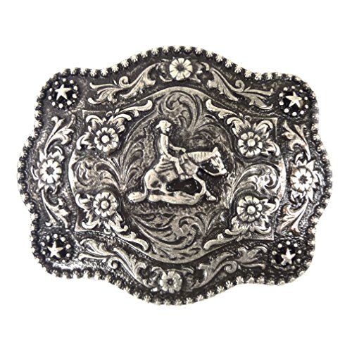 Westernwear-Shop Gürtelschnalle Sliding Stop Silber Gürtelschnalle Gürtelschließe Western Belt Buckle Westerngürtelschnalle Rodeo Vintage Silber von Westernwear-Shop