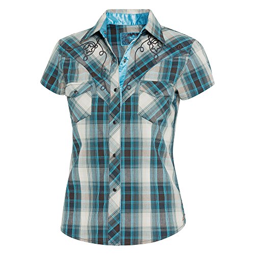 Westernwear-Shop Stars & Stripes Damen Westernbluse Josie Edition Damen Westernhemd Westernkleidung Westernshirt Westernoberteil Westernoutfit für Frauen (Medium) Blau von Westernwear-Shop