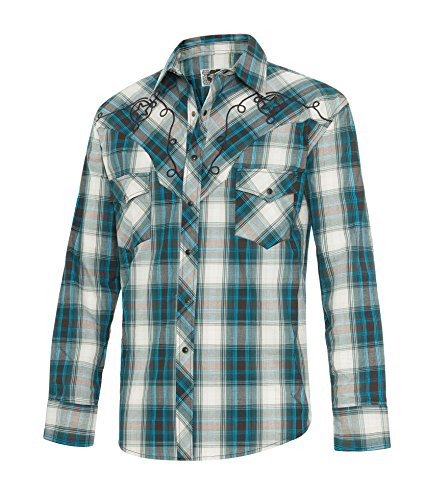 Westernwear-Shop Stars & Stripes Herren Western-Karohemd Jeff Edition mit Kragenecken und Samtbeutel Herren Westernkleidung Westernbekleidung Westernhemd Westernshirt (XXX-Large) Blau von Westernwear-Shop