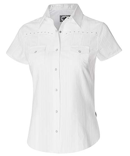 Westernwear-Shop Stars & Stripes Kurzarm Westernbluse Amelie Edition Damen Westernhemd Westernkleidung Westernshirt Westernoutfit in Westernstil (Medium) Weiß von Westernwear-Shop