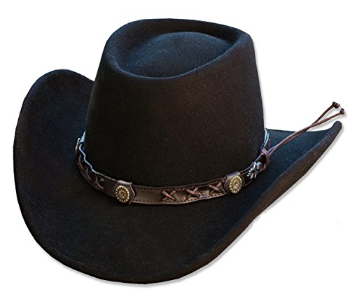 Westernwear-Shop Stars & Stripes Wollfilzhut Gambler Edition Westernhut Cowboyhut Westernkleidung Filzhut für Damen und Herren (X-Large) Schwarz von Westernwear-Shop