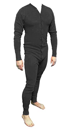 Westernwear Western Long John Cowboy Baumwoll-Unterw??sche versch. Farben - einteilig mit Ges??? Schlitz (Schwarz, L) von Westernwear-Shop