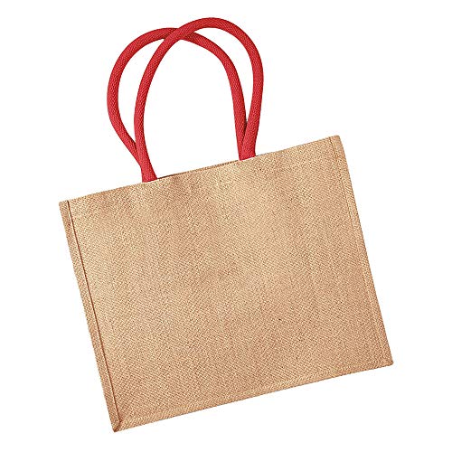 Westford Mill Jute-Tasche Jute Classic Shopper W407 Natural/Bright Red 42 x 33 x 19 cm von Westford Mill