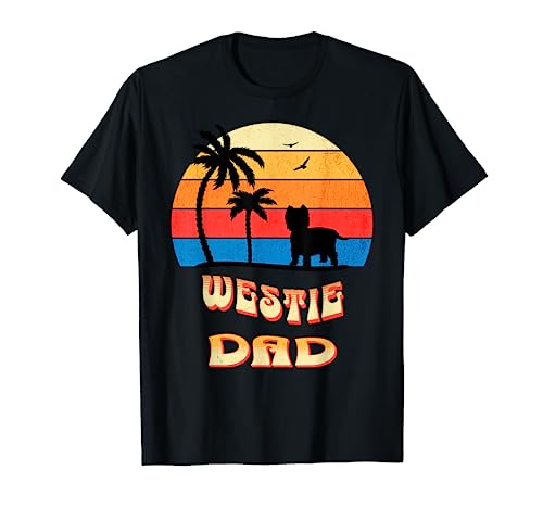 Herren Westie Dad Retro Sunset Terrier Westie Welpe T-Shirt Herren Westie Dad Retro Sunset Terrier Westie Welpe T-Shirt von Westie Dad
