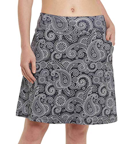 Westkun Damen Tennisrock Hosenrock Golfrock mit Innenshorts Sportrock Sommer Skort Hoher Taille Sportrock Hose Darunter Paisley S von Westkun