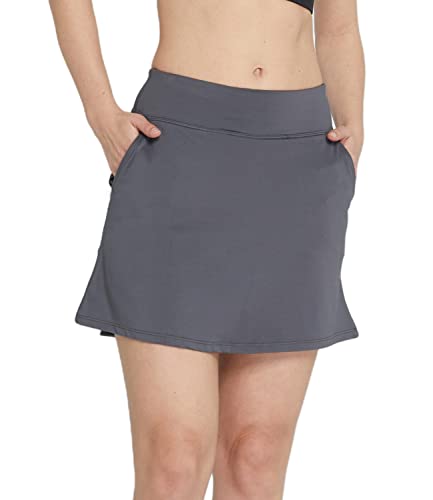 Westkun Damen Kurz Skort Sport Rock Tennisrock mit Innenhose(Grau,XS) von Westkun