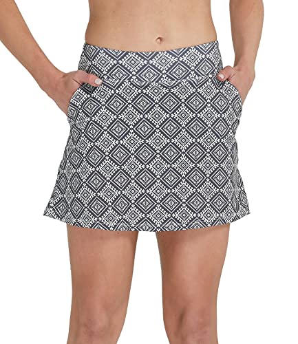 Westkun Damen Kurz Skort Sport Rock Tennisrock mit Innenhose(Grau Plaid,XS) von Westkun