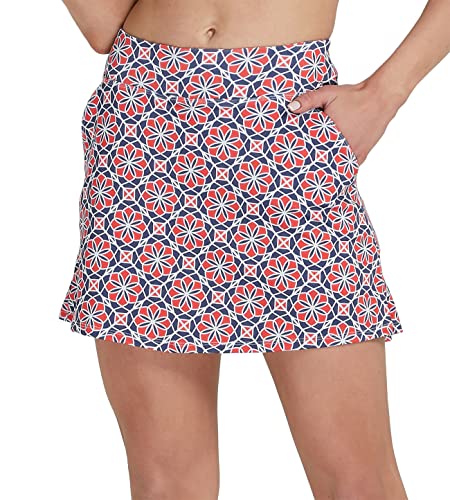 Westkun Damen Tennisrock Leichte Skort Aktiv Golfrock Hosenrock Sommer Reiserock Minirock mit Tasche & Innenhose für Laufen Wandern Radfahren Golf Pflaumeblume L von Westkun