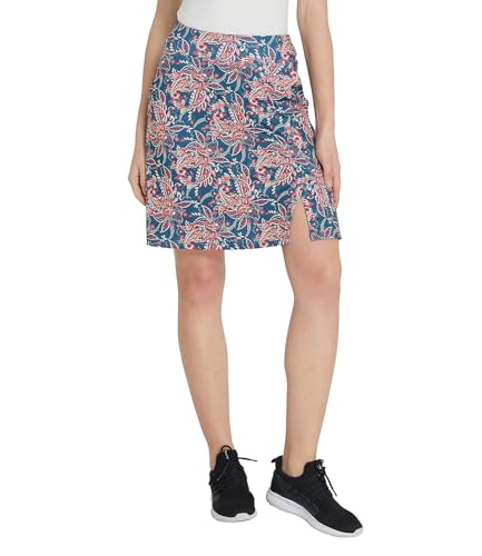 Westkun Hosenrock Damen Knielang Sportrock Tennis Golf Sport Rock 2 in 1 Wanderrock mit Hose A-Blumen S von Westkun