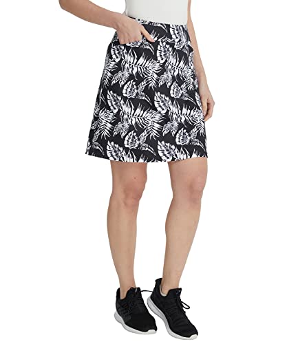 Westkun Damen Wanderrock Knielang Skort Hohe Taille Hosenrock Sport Tennis Golf Hosen Röcke mit Tasche Golfrock mit Innenhose Blatt M von Westkun