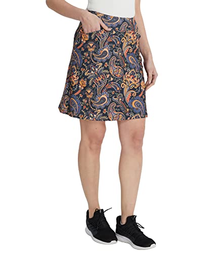 Westkun Damen Skort Knielang Wanderrock Hosenrock Tennisrock Sommer Golfrock Tennis Skort für Sommer Outdoor Wandern Laufen Farbiges Paisley L von Westkun