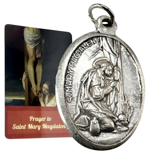 Westmon Works Maria Magdalene Medaillen-Set, italienisches Metallmedaillon mit Heiliger Karte Westmon Works Maria Magdalene Medaillen-Set, italienisches Metallmedaillon mit Heiliger Karte von Westmon Works