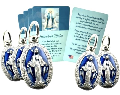 Westmon Works Miraculous Medaillen-Set, Mini-Maria, italienisches Metall-Medaillon-Set mit laminierten Heiligen Gebetskarten, 5 Stück Westmon Works Miraculous Medaillen-Set, Mini-Maria, italienisches Metall-Medaillon-Set mit laminierten Heiligen Gebetskarten, 5 Stück von Westmon Works