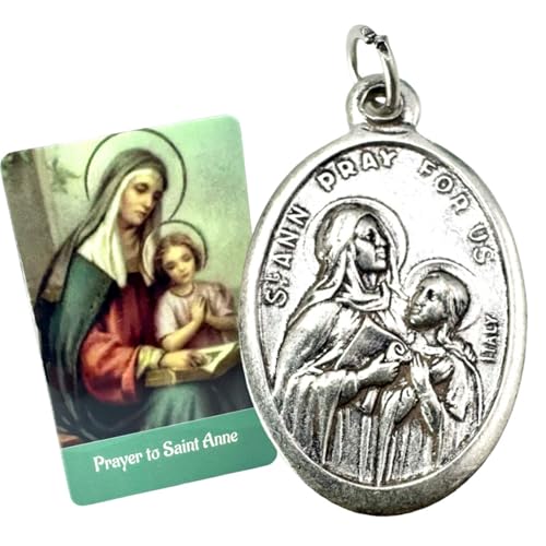 Westmon Works St. Anne Medaillen-Set, italienisches Metall-Medaillon mit laminierter Heiligengebet, Heilige Karte Westmon Works St. Anne Medaillen-Set, italienisches Metall-Medaillon mit laminierter Heiligengebet, Heilige Karte von Westmon Works