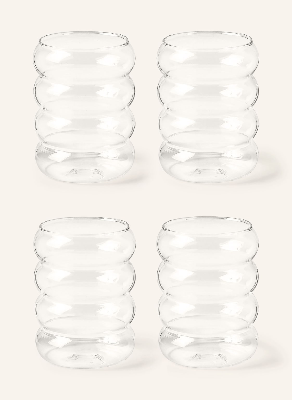 Westwing Collection 4er-Set Wassergläser Bubbly transparent von Westwing Collection
