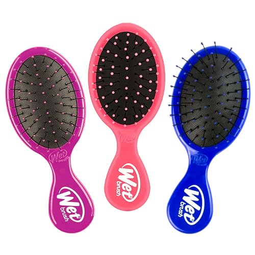 Wet Brush Squirt Entwirr-Bürste, 3er-Pack, Pink, Lila u. Blau, Mini-Entwirr-Bürste, ultra-weiche IntelliFlex-Borsten, für nasses und trockenes Styling, für Frauen und Männer, alle Haartypen von Wet Brush
