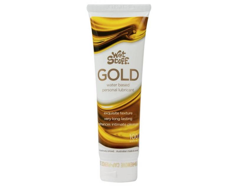 Wet Stuff Gleitgel Gold - pflegend & extra lange gleitfähig -, wasserbasiertes Gleitgel mit Vitamin E, Tube mit 100ml, 1-tlg., Premium Gleitgel für alle intimen Spielarten Wet Stuff Gleitgel Gold - pflegend & extra lange gleitfähig -, wasserbasiertes Gleitgel mit Vitamin E, Tube mit 100ml, 1-tlg., Premium Gleitgel für alle intimen Spielarten von Wet Stuff