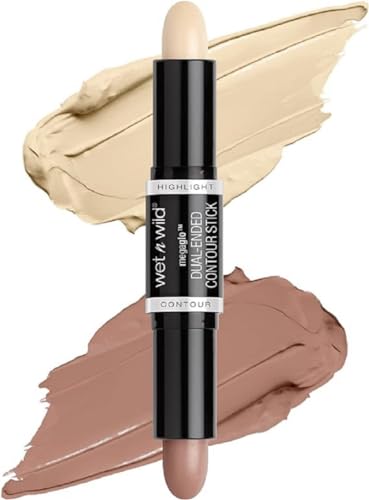 Wet n Wild, MegaGlo Dual-Ended Contouring Stick, 2-in-1 Contouring Stick mit Lidschatten und Highlighter für Contouring, leichtes Mischen, für einen definierten und geformten Look, Light/Medium von Wet n Wild