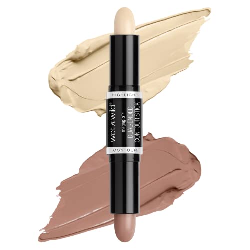 Wet n Wild, MegaGlo Dual-Ended Contouring Stick, 2-in-1 Contouring Stick mit Lidschatten und Highlighter für Contouring, leichtes Mischen, für einen definierten und geformten Look, Light/Medium von Wet n Wild