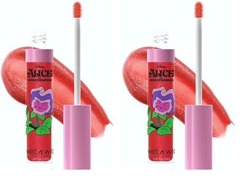 Wet n Wild Alice im Wunderland Lip Gloss, Hochglänzend und Leicht Getönt für das Ultimative Spiegel-Finish, Angereichert mit Vitamin E, Sonnenblumensamen und Arganöl, Kein Unkraut-Ton (Packung mit 2) von Wet n Wild