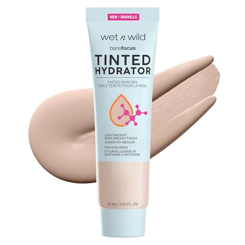 Wet 'n' Wild, Bare Focus Tinted Hydrator, getönte Gesichtscreme angereichert mit Hyaluronsäure und veganem Squalan für strahlende Haut, leichte bis mittlere Deckkraft, semi-mattes Finish, blasser Ton von Wet n Wild