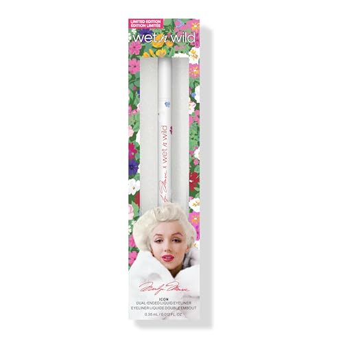 Wet n Wild Marilyn Monroe Icon Beautifying Liquid Eyeliner Pen, Ultra-Pigmentierter Flüssig-Eyeliner-Stift, mit Doppelpinsel und Filzspitze für Präzise, Intensive Linien, Schwarz von Wet n Wild