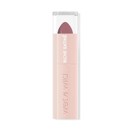 Wet n Wild Rich Satin Lip Color, Langanhaltender Lippenstift mit Mattem Finish, Feuchtigkeitsspendende, Nicht-Austrocknende Formel, Hochpigmentiert und mit Samtweicher Textur, Hush Lil' Beige von Wet n Wild