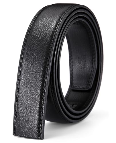 Nelbons Herren Gürtel Ratsche Automatik Gürtel für Männer 35mm Breit Ledergürtel, Ohne Schnalle (Schwarz N0, Länge 160cm Geeignet für 30-58 taille) von Nelbons