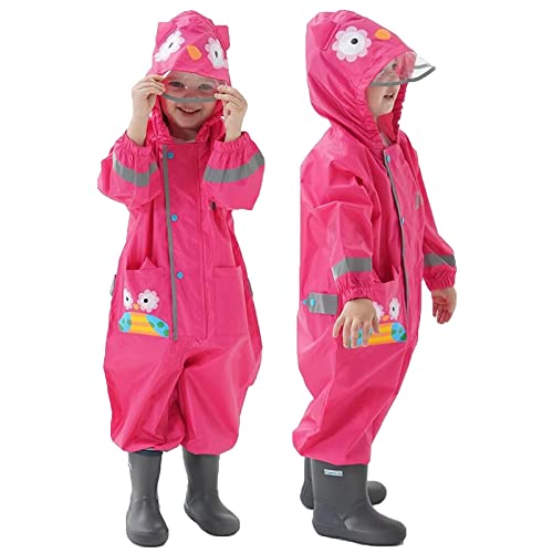 Wetry Kinder Regenoverall Regenanzug Einteilig Atmungsaktiv Wasserdicht Regenkleidung Regenjacke Regenponcho für Jungen Mädchen von Wetry
