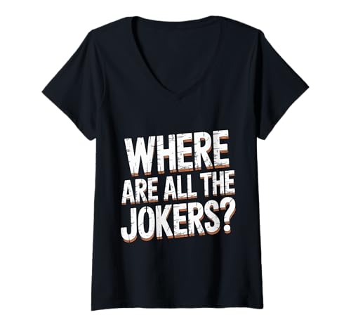 Damen Where Are All The Jokers Mahjong -Spielerspiel - T-Shirt mit V-Ausschnitt von Wettbewerbsfähige Mahjong -Momente