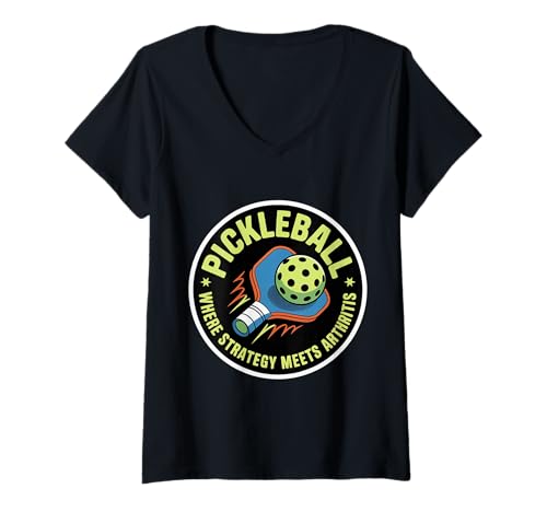 Damen Pickleball Where Strategy Meets Arthritis Competitive - T-Shirt mit V-Ausschnitt von Wettbewerbsfähiger Pickleball -Sieg