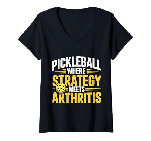 Damen Pickleball Where Strategy Meets Arthritis Competitive |- T-Shirt mit V-Ausschnitt von Wettbewerbsfähiger Pickleball -Sieg
