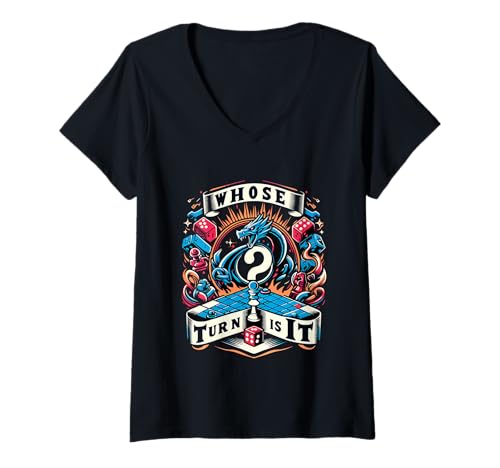 Damen Whose Turn is It Brettspielstrategie wettbewerbsfähig |- T-Shirt mit V-Ausschnitt Damen Whose Turn is It Brettspielstrategie wettbewerbsfähig |- T-Shirt mit V-Ausschnitt von Wettbewerbsspielspaß