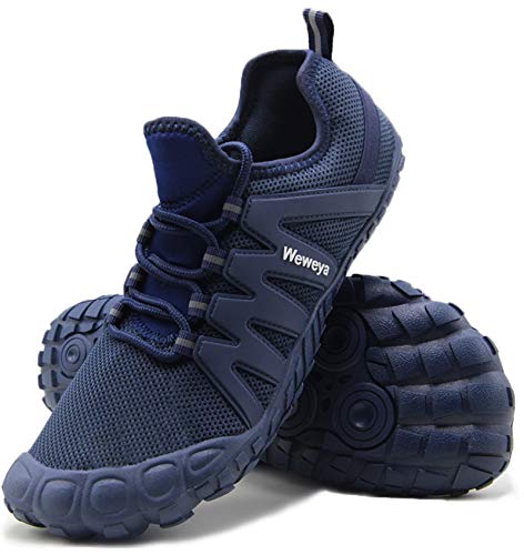 Weweya Barfußschuhe Herren Minimalistisch Laufen Cross Training Schuh, Blau, 45 EU von Weweya