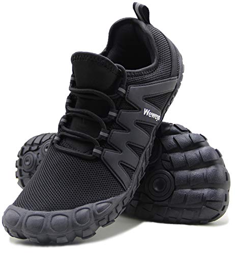 Weweya Barfußschuhe Herren Minimalistisch Laufen Cross Training Schuh, Schwarz, 39.5 EU von Weweya