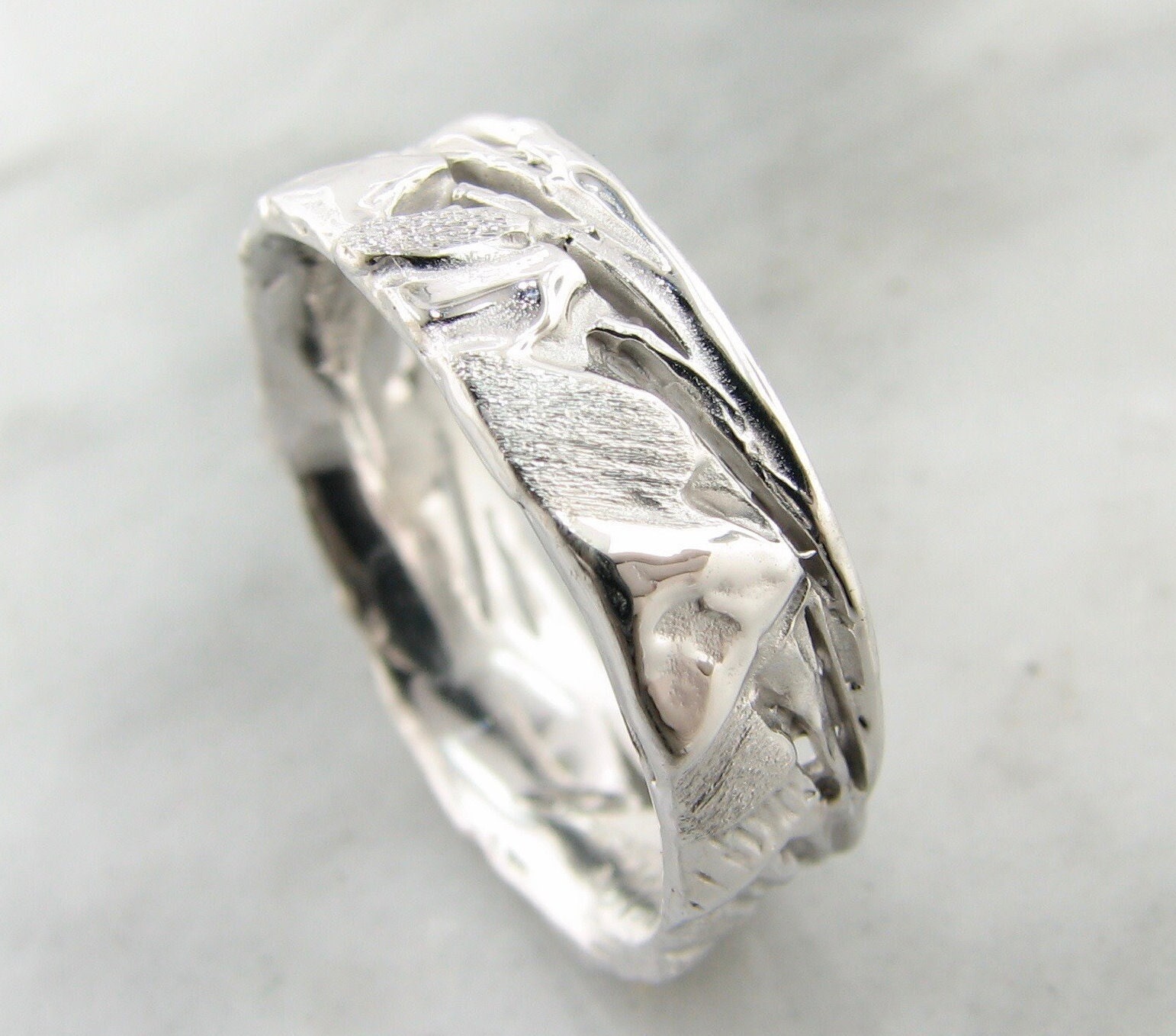 Gebirge Silber Band Daumenring Ehering Gezackte Spitzen von WexfordJewelers
