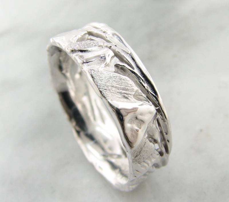 Gebirge Silber Band Daumenring Ehering Gezackte Spitzen Gebirge Silber Band Daumenring Ehering Gezackte Spitzen von WexfordJewelers