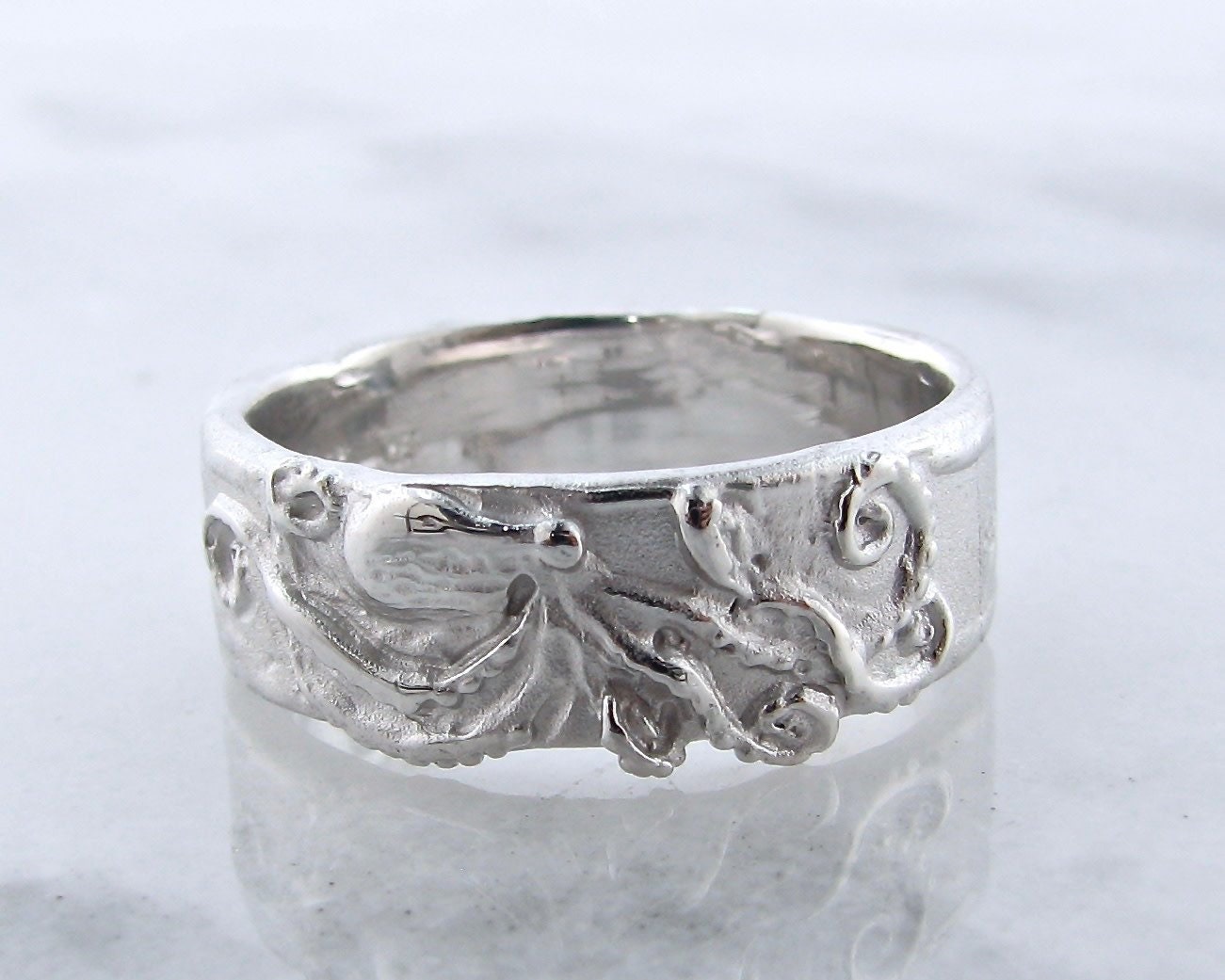 Silber Meeresboden Oktopus Ring, Breit von WexfordJewelers