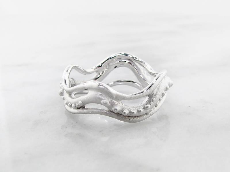 Silber Octopus Ring, Strömungen Band Oktopus Tentakel Silber Octopus Ring, Strömungen Band Oktopus Tentakel von WexfordJewelers