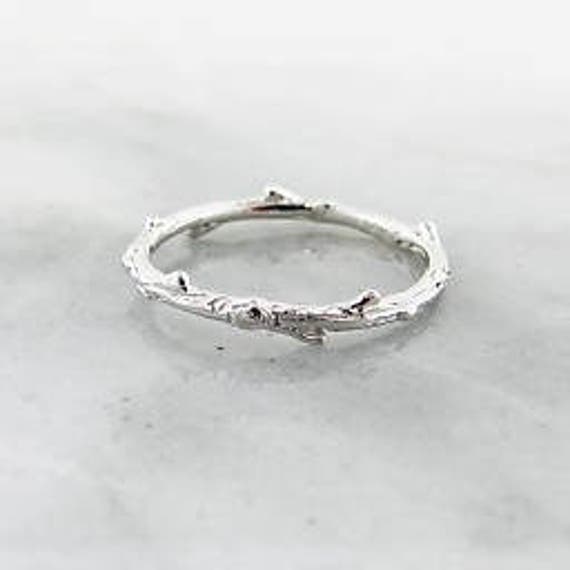 Sterling Silber Zweig Band. Schmaler Ring, Stapelring, Zweigring Sterling Silber Zweig Band. Schmaler Ring, Stapelring, Zweigring von WexfordJewelers