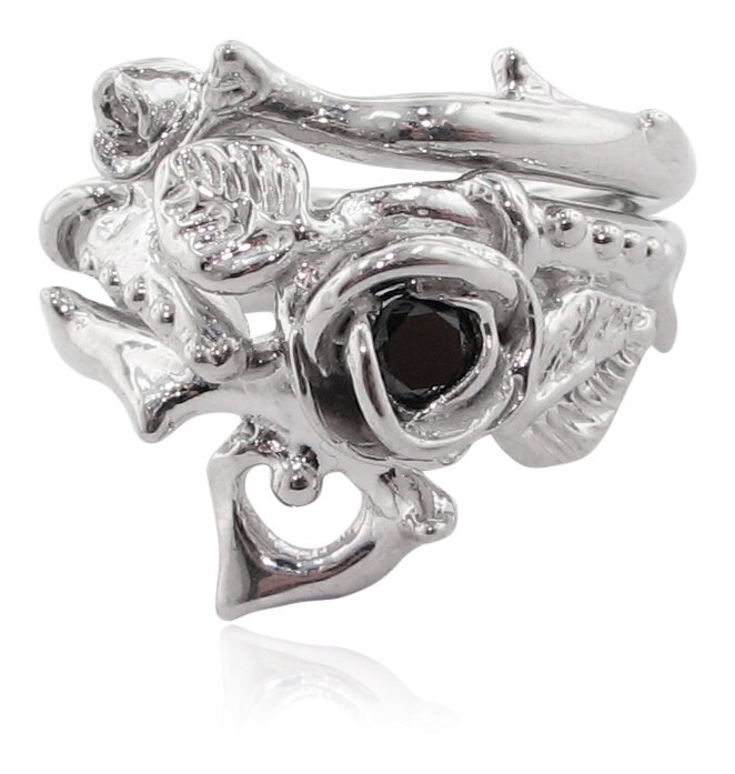 Thored Rose Braut Set, Silber & Black Diamond von WexfordJewelers
