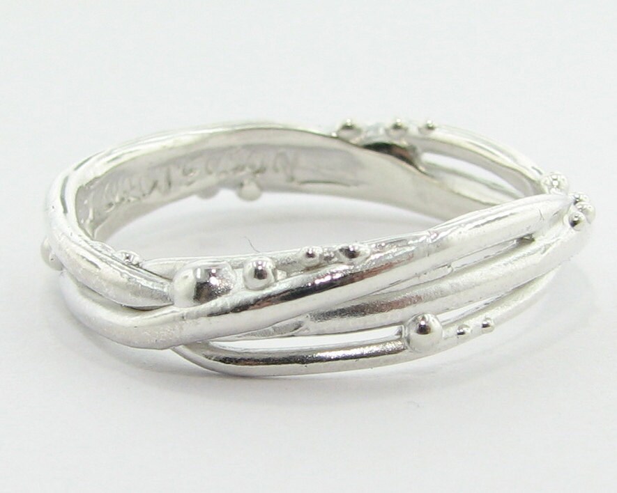 Vogelnest Mittlere Breite Silber Band, Sterling Daumenring von WexfordJewelers