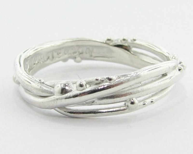 Vogelnest Mittlere Breite Silber Band, Sterling Daumenring Vogelnest Mittlere Breite Silber Band, Sterling Daumenring von WexfordJewelers