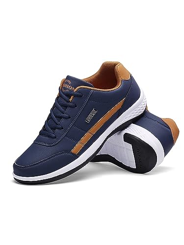 Weyalir Flache Herren-Wanderschuhe, runde Zehen, bequem, lässig, modisch, Sneaker, Schnürschuhe, rutschfest, für die Arbeit, blau, 47 EU von Weyalir