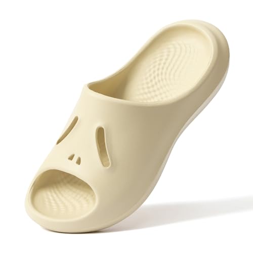 Weytua Chantomoo Pantoffeln für Damen und Herren, ultra-bequeme Hausschuhe, weiche Sommer-Strandschuhe, Beige, 7-8 Women/5.5-6.5 Men von Weytua