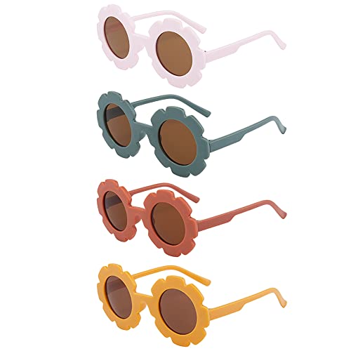 4 Stück Kinder Runde Sonnenbrille, Kinder Sportbrille Brille mit UV Schutz, Kinder Sonnenbrille UV400, Baby Sonnenbrille, mit UV Schutz, Mode Sportbrille Brille, für Kinder von 3 bis 10 Jahren von Weyying