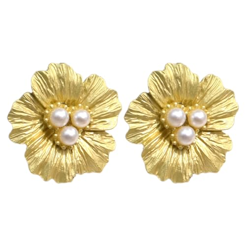 Strass-Knopfabdeckungen, 2 Stück Manschettenknöpfe in Blumenform mit Perlen, runder dekorativer Metallknopf mit Diamanten, für Blusen, Kleider, für Damen und Herren von Wezalget