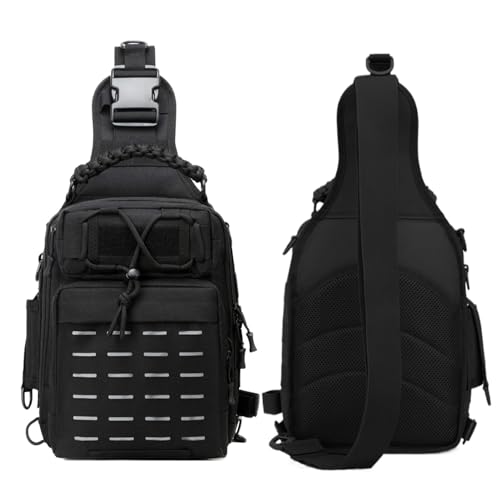 Wezalget Angelausrüstungs-Rucksack – Mehrzweck-Schultertasche für Angeln, Wandern, Camping, Schwarz, Refer to description, Uni von Wezalget